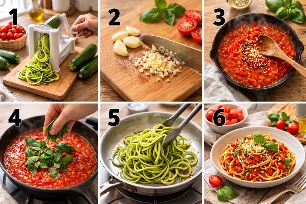 zucchini noodles with tomato basil sauce
