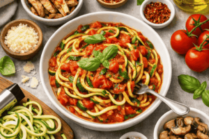 Zucchini Noodles with Tomato Basil Sauce
