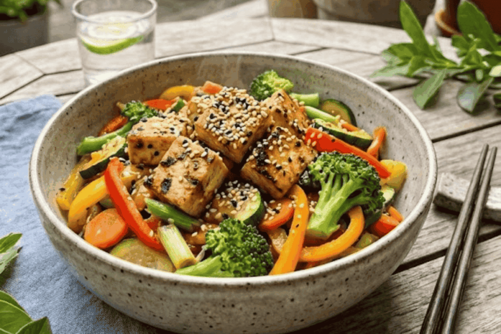 grilled tofu with stir fried vegetables (1)