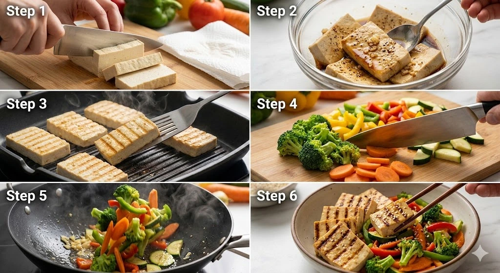 grilled tofu with stir fried vegetables pic 3