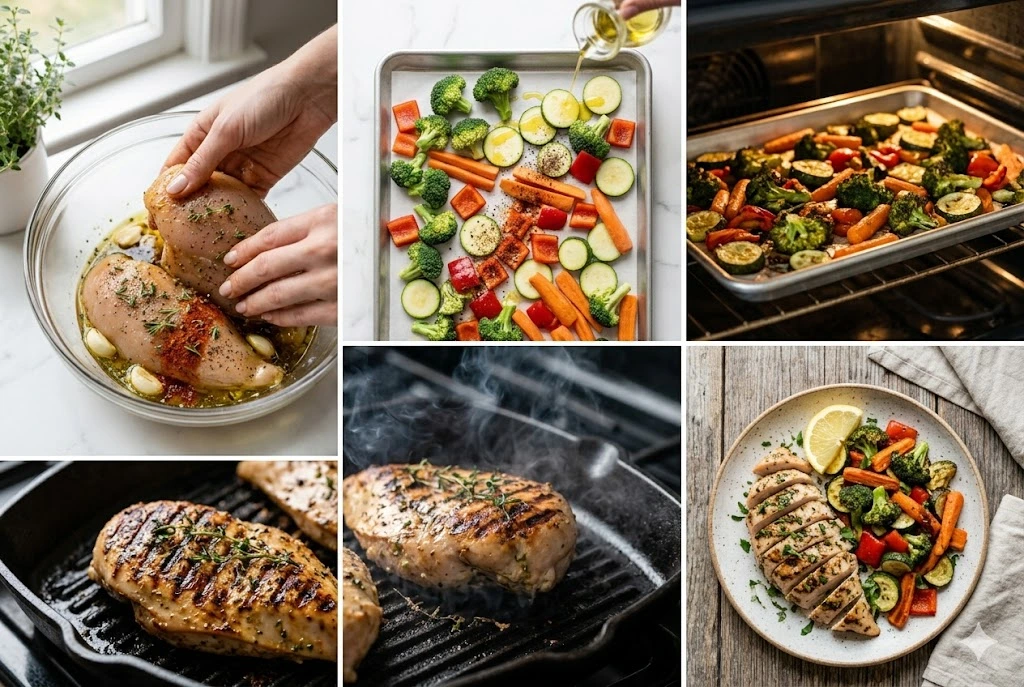 herb grilled chicken with roasted vegetables pic 3