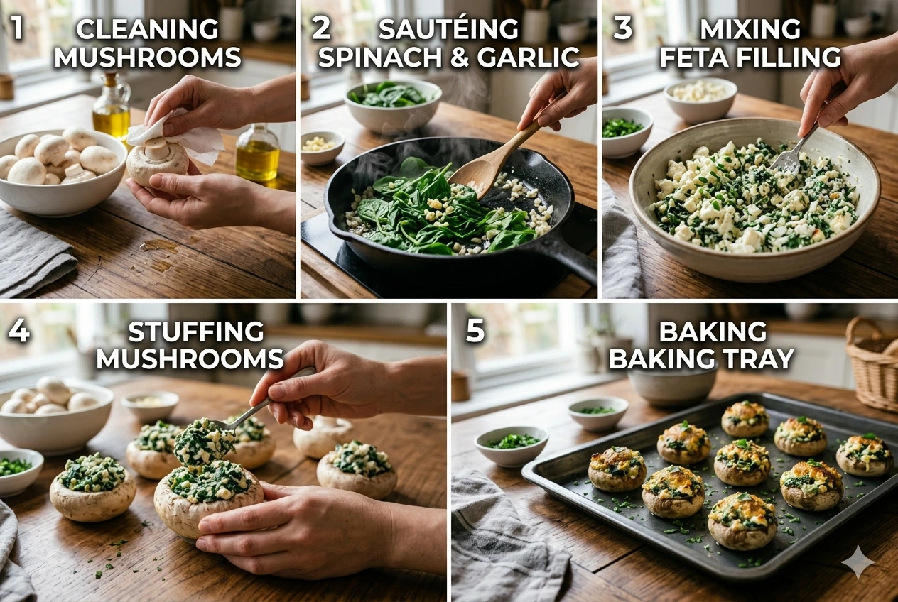 spinach & feta stuffed mushrooms pic 3