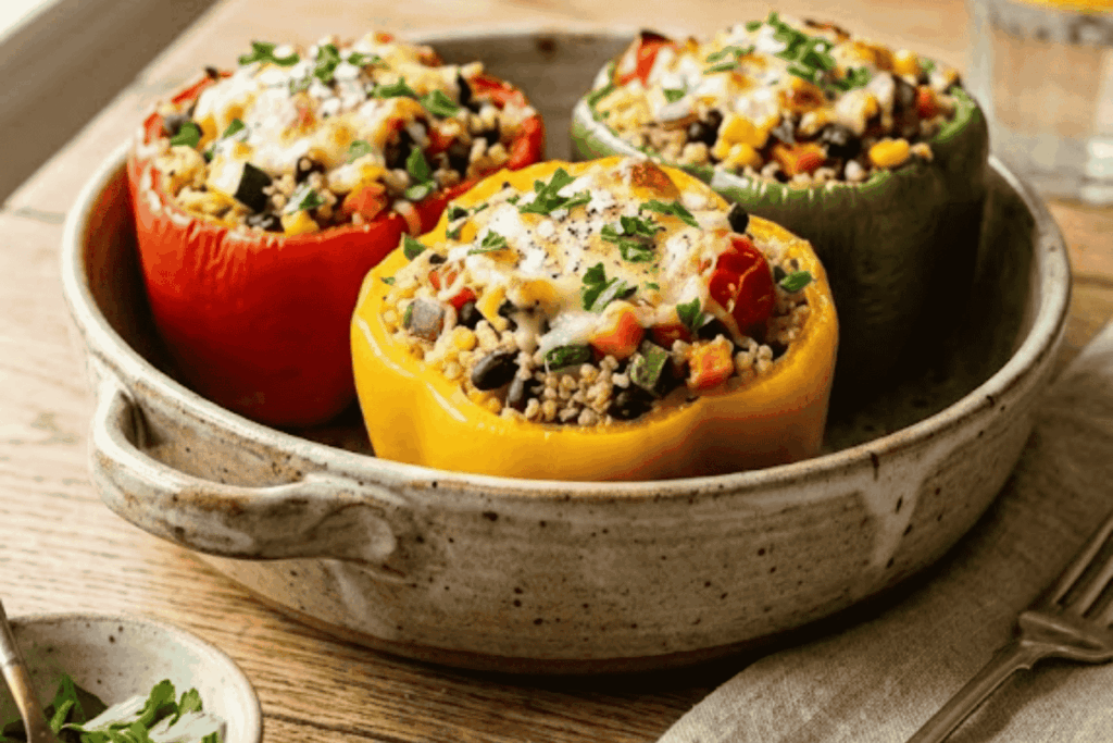stuffed bell peppers (quinoa & veggies)