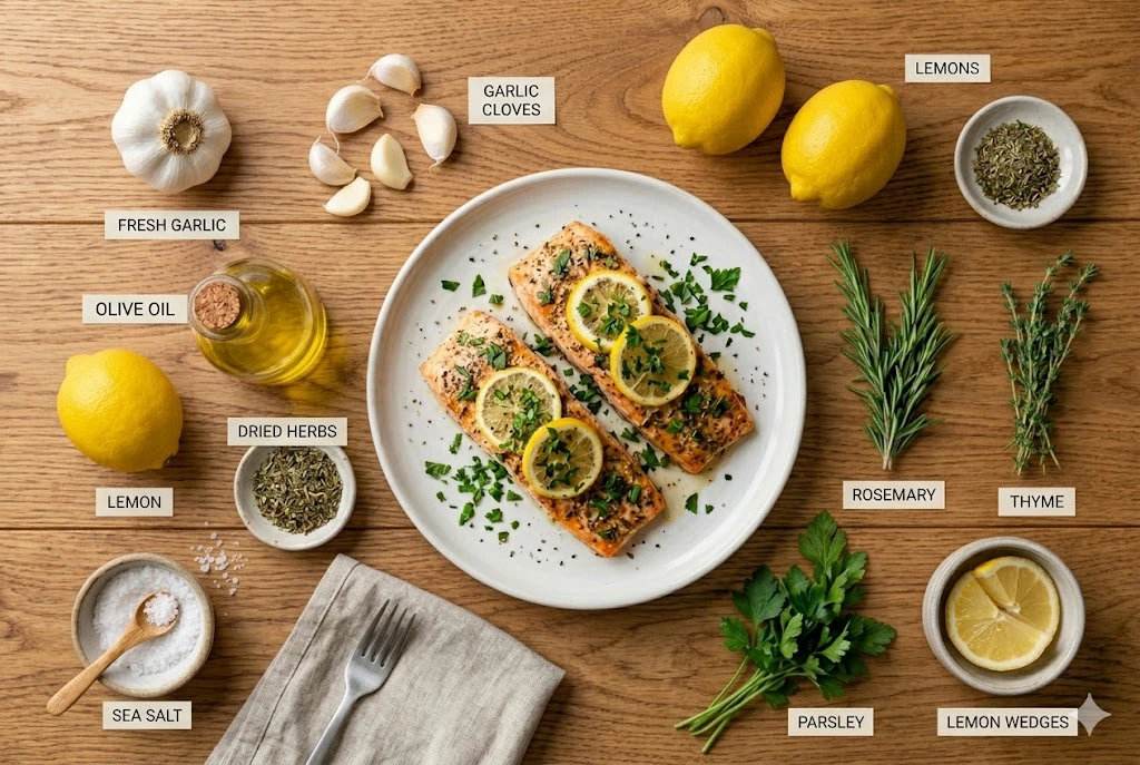 baked salmon with lemon & herbs pic 2