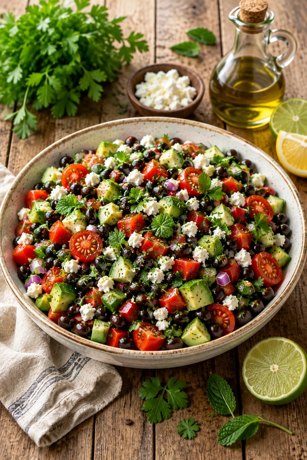 pic 1 black bean salad with herbs & feta cheese
