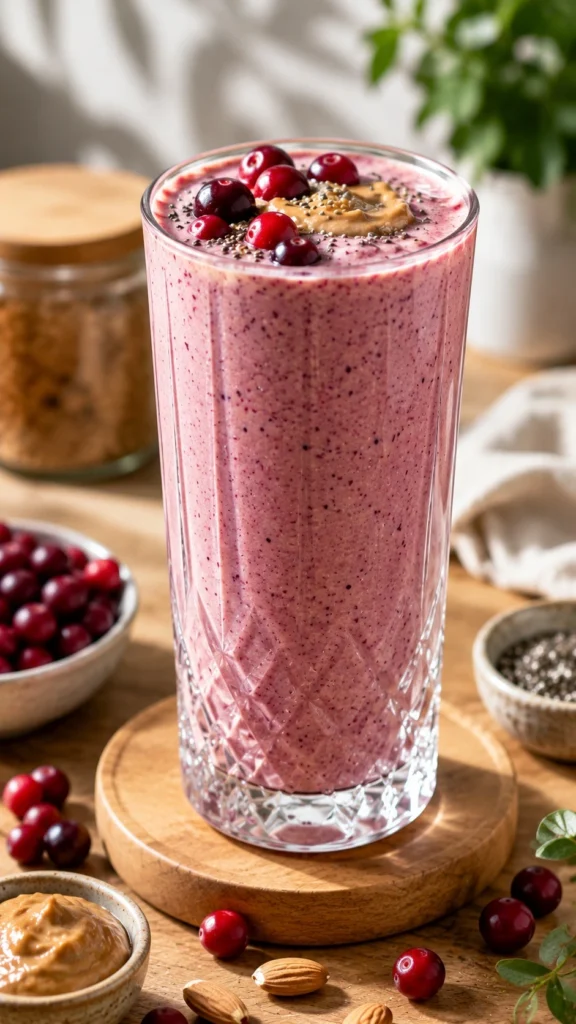 🥜🍒 Almond Butter Cranberry Smoothie (No Added Sugar) pic 1 almond butter cranberry smoothie