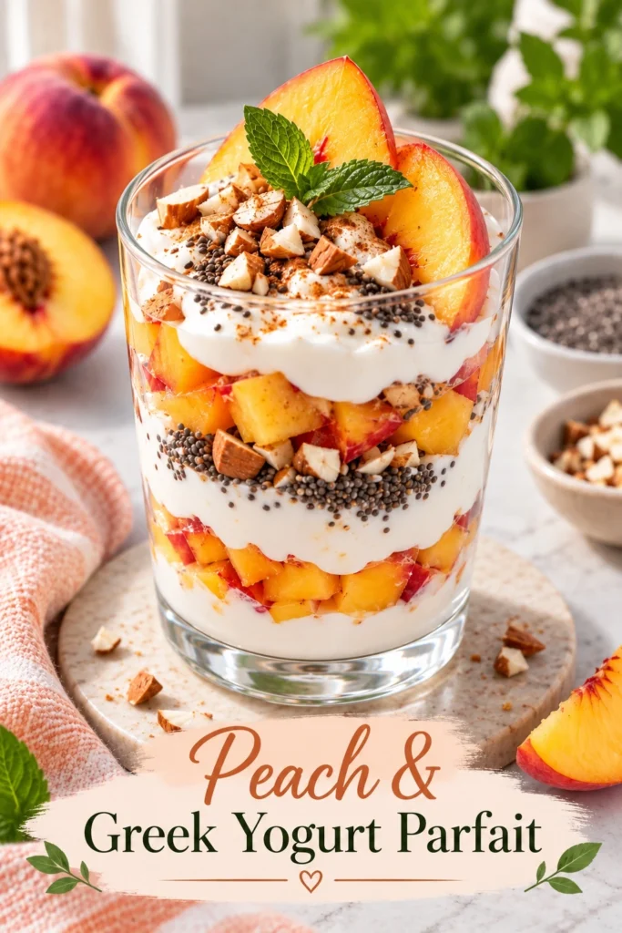 🍑 Peach & Greek Yogurt Parfait | Easy No-Added-Sugar Dessert pic 1 peach & greek yogurt parfait