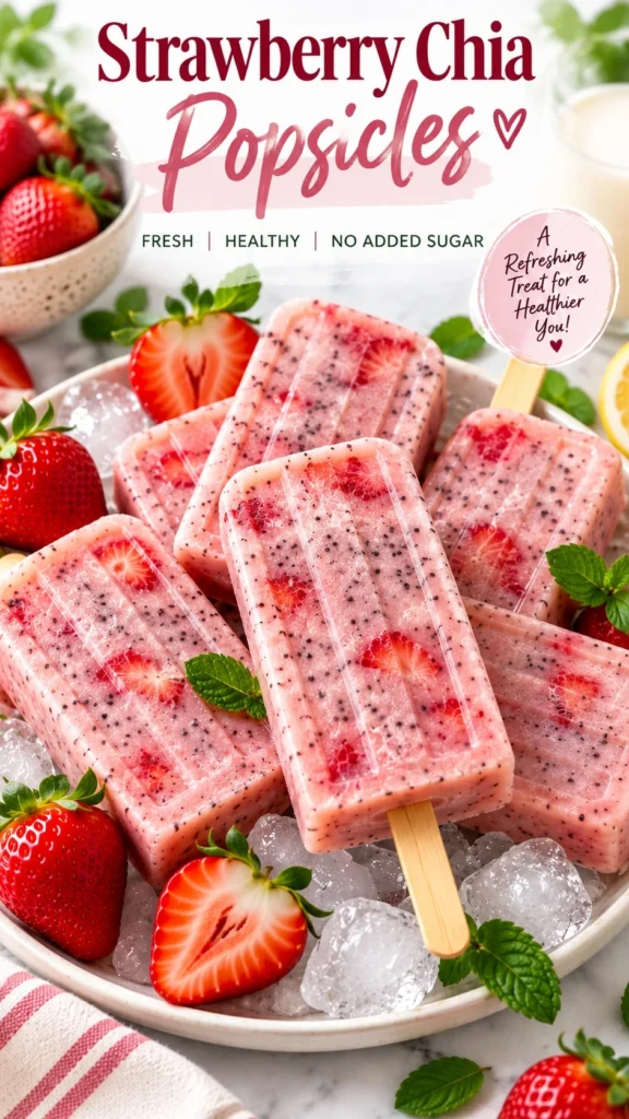 🍓 Strawberry Chia Popsicles – No Added Sugar pic 1 strawberry chia popsicles