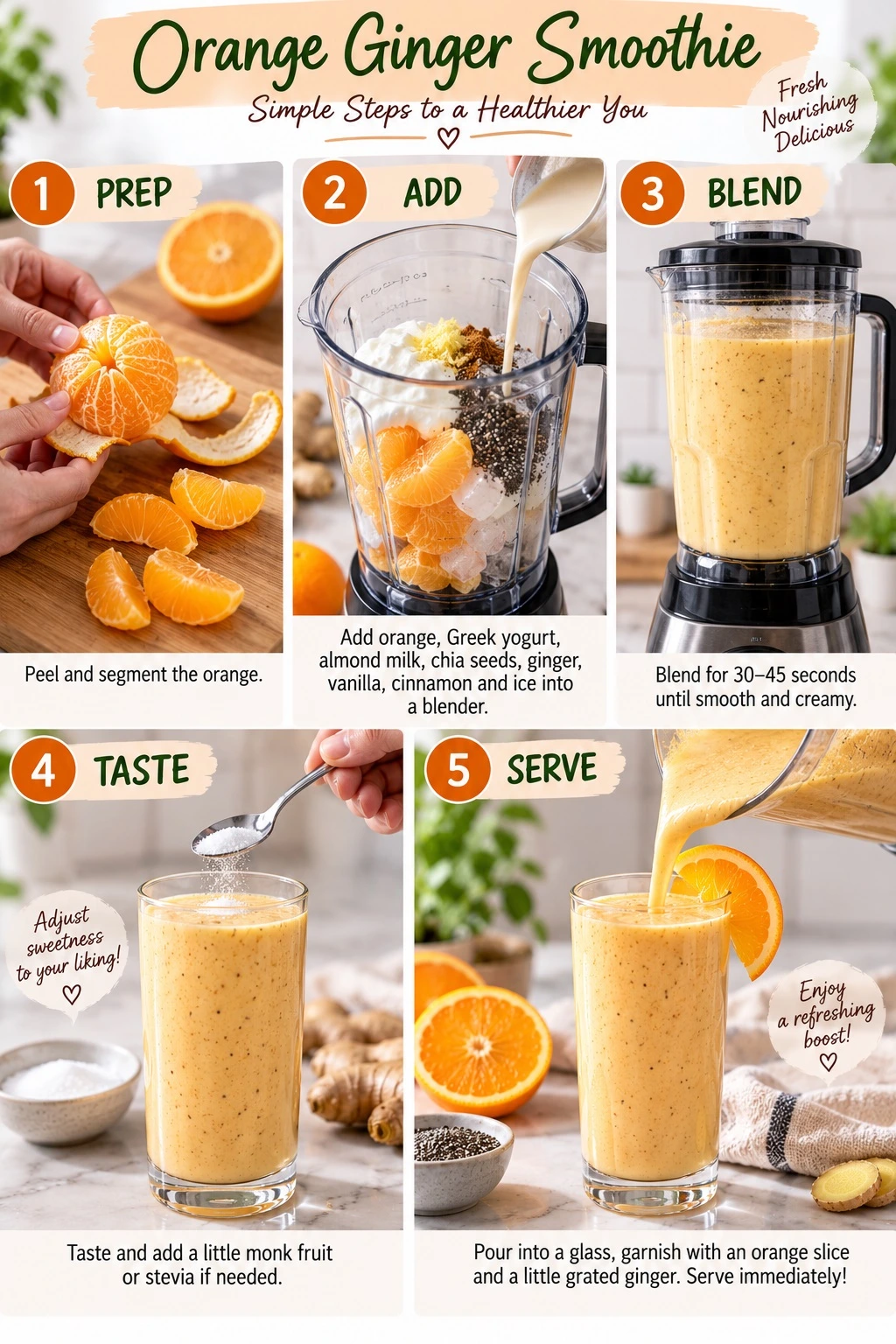 🍊 Orange Ginger Smoothie – Refreshing, Low-Sugar & Diabetic-Friendly pic 3 orange ginger smoothie