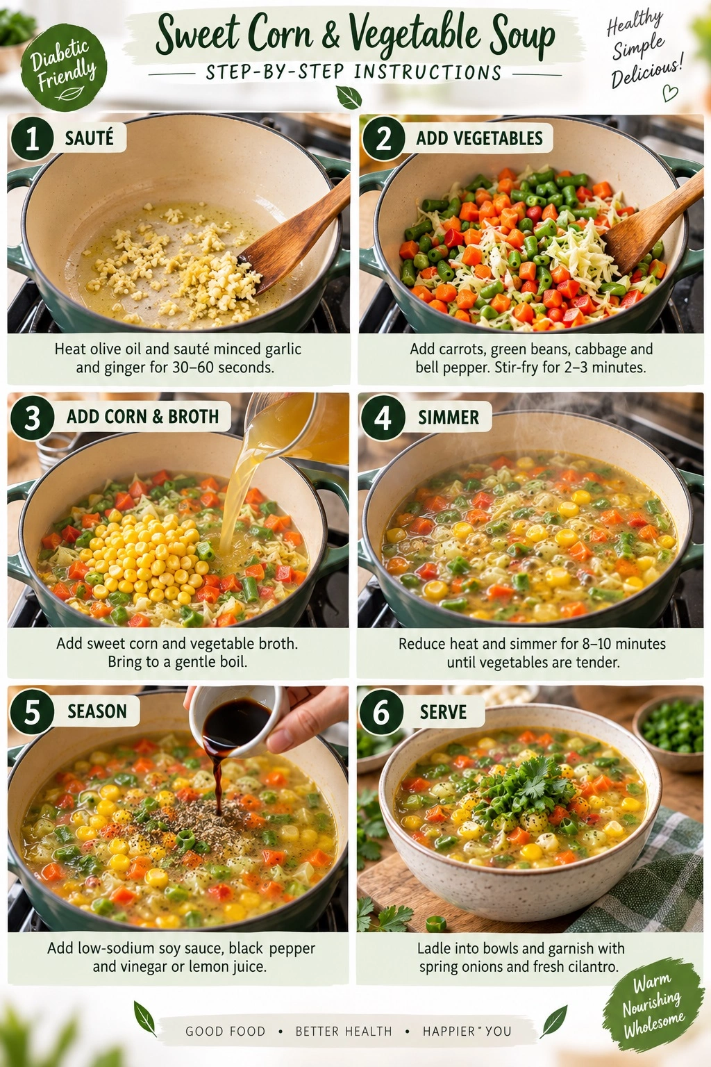 🌽 Sweet Corn & Vegetable Soup — Diabetic-Friendly pic 3 sweet corn & vegetable soup
